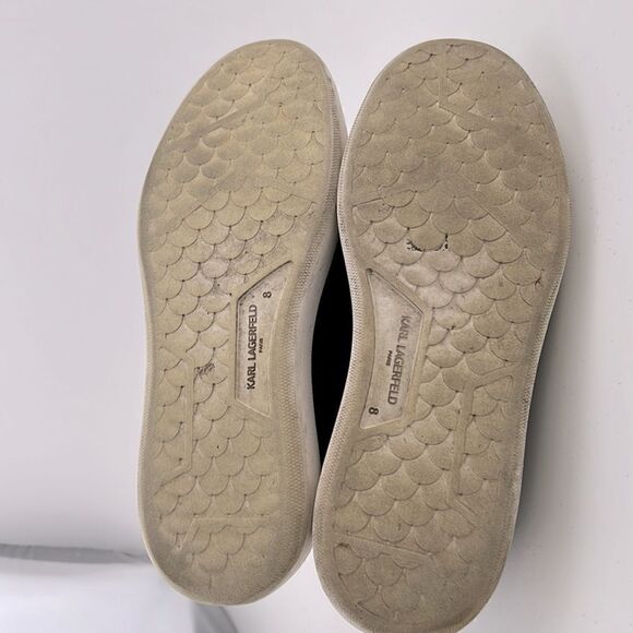 Pre-Loved Karl Lagerfeld Men US 8 Black Textile Leather Shoes Comfort Sneakers  - Picture 13 of 13
